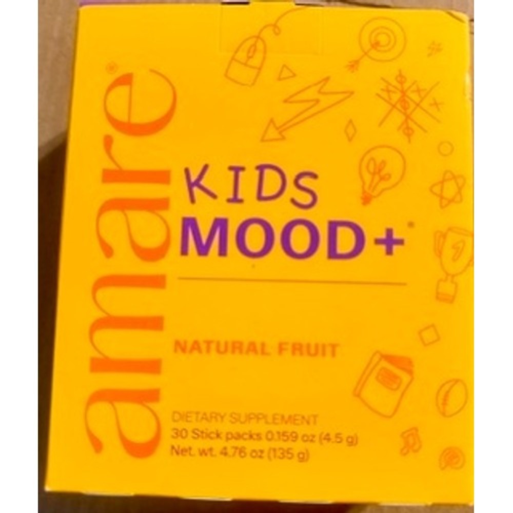 Amare Kids Mood+ Natural Fruit 30 Stick Packs New Caffeine Free Gluten Free